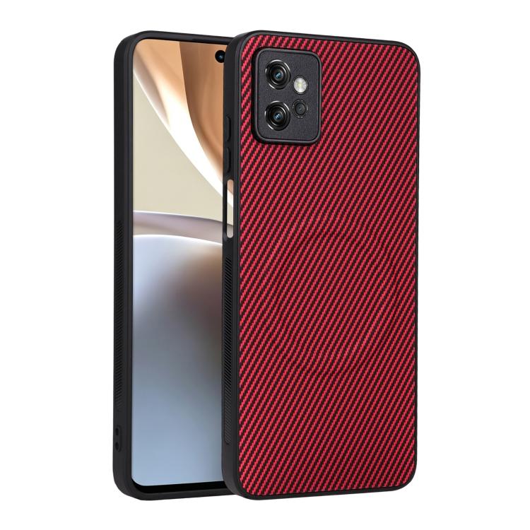 Precise-Cutout Carbon-Fiber-Texture Vegan-Leather Phone Case For Motorola Edge 50 Fusion 5G, PU TPU Anti-Scratch Lightweight Protective Cover