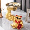 Статуэтки Golden Cat Muscle Arm Lucky Cat скульптура Украшения Поднос для хранения из смолы Подстаканник для хранения ключей Украшения