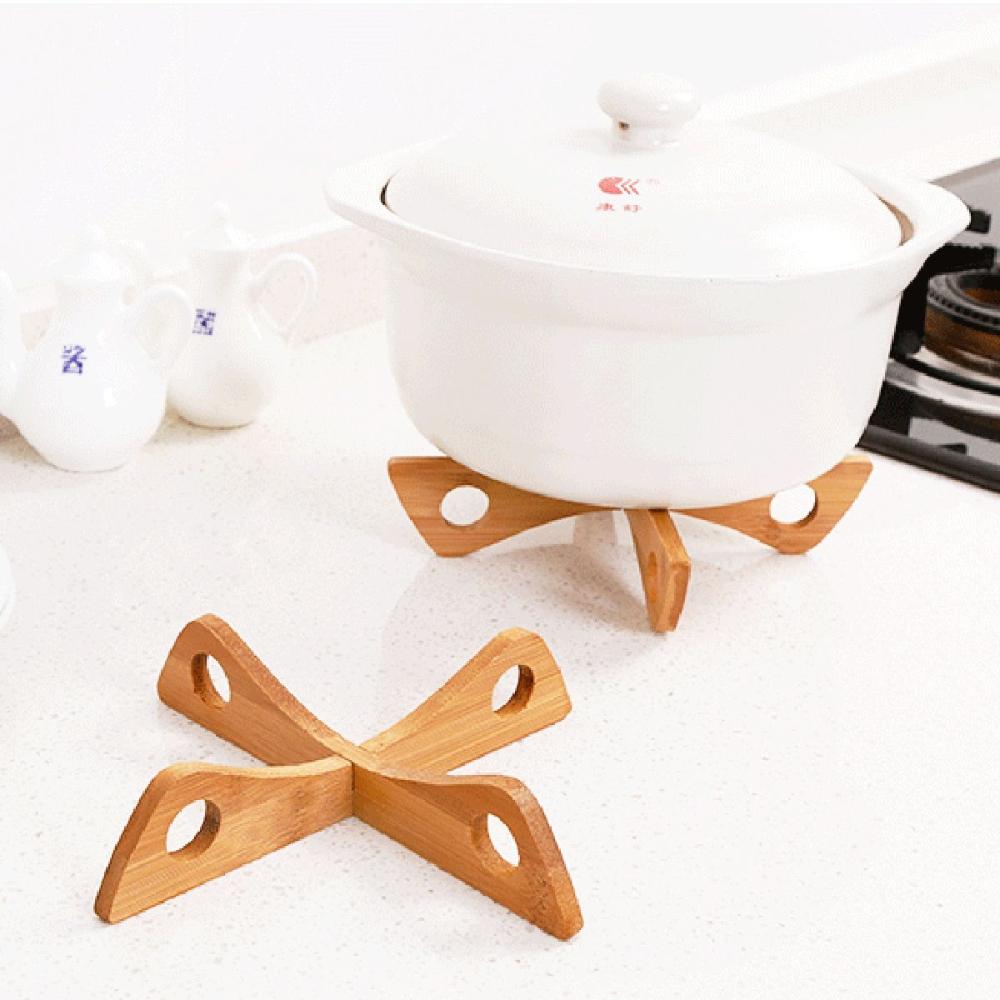 Cteative Home Bamboo Cross Holder Heat Resistant Pan Stand Cooling Rack Placemat Pot Trivet