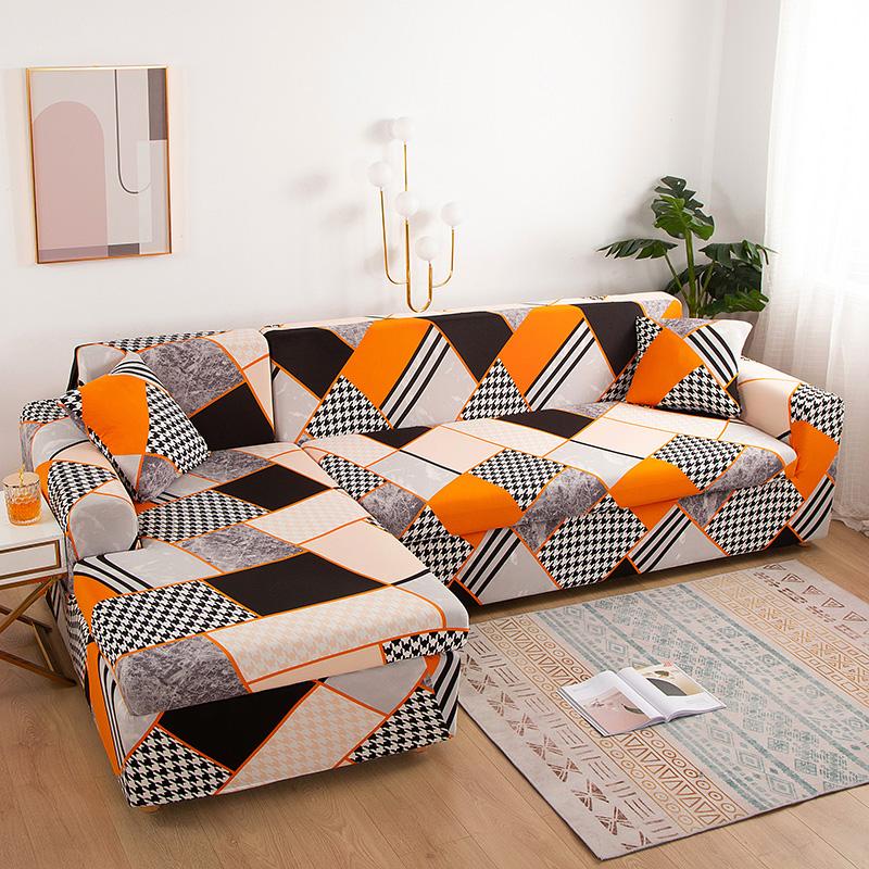 Геометрический принт Чехол на диван Чехол на диван Sofa Coverastic Чехлы для защиты от животных Шезлонг Защита L-образный Пылезащитный Машинная стирка 1 шт.