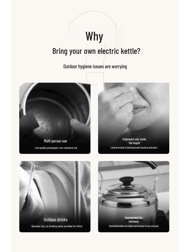 Компактный электрический складной силиконовый чайник с автоматическим отключением для путешествий