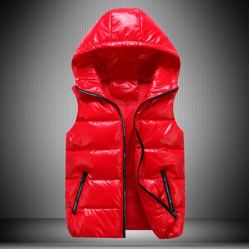 Autumn and Winter Parent-child Glossy Stand-up Collar Cotton Vest Men's Thickened Hooded Slim Shoulders Cotton Love