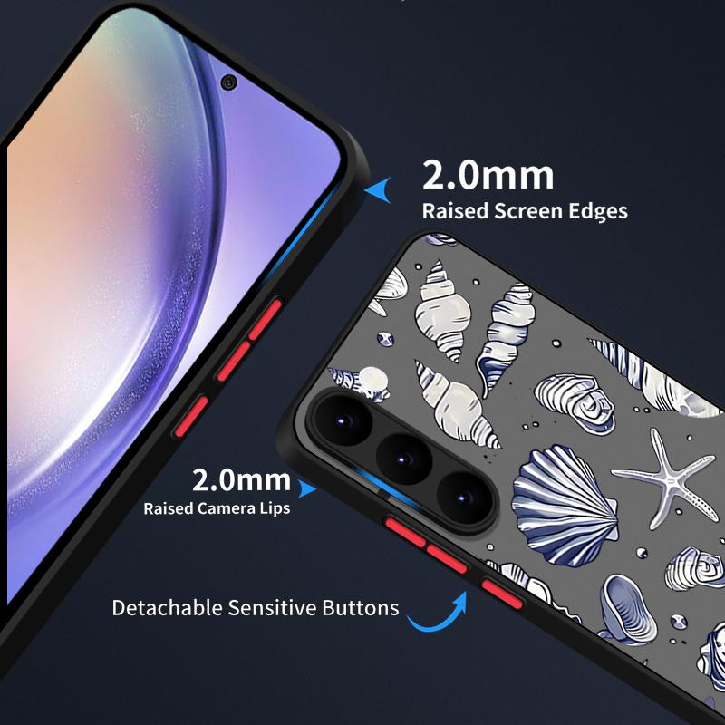 Seashell Starfish Patterned Case For Samsung S25 S24 Fe S22 Plus Ultra S23 S21 A56 A36 A55 A16 A54 A35 A52 A25 A15 A14 5g A32 4g Matte Hard Cover