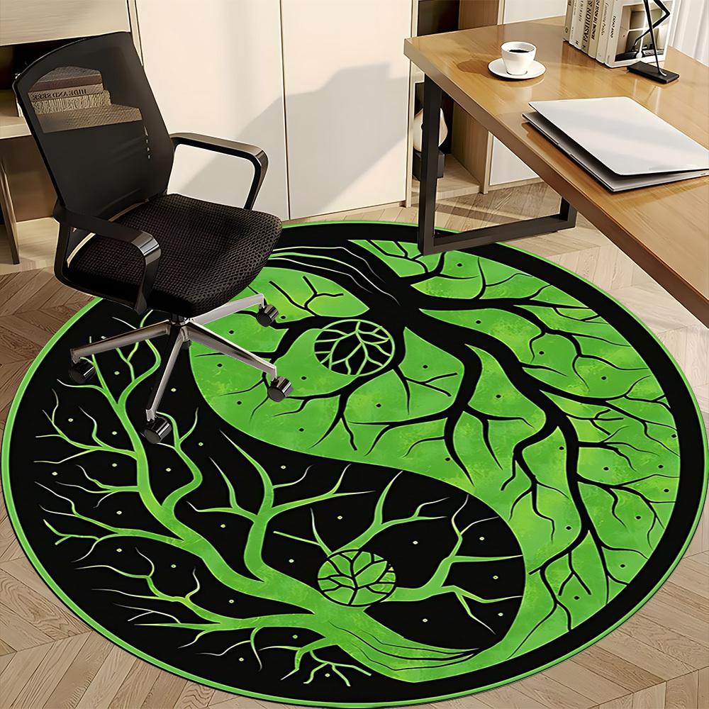 1 шт. Круглый ковер Yin Yang Tree для офиса, комнатный коврик, подходящий для офиса, под офисные стулья, спальни, гостиной, домашнего декора 205