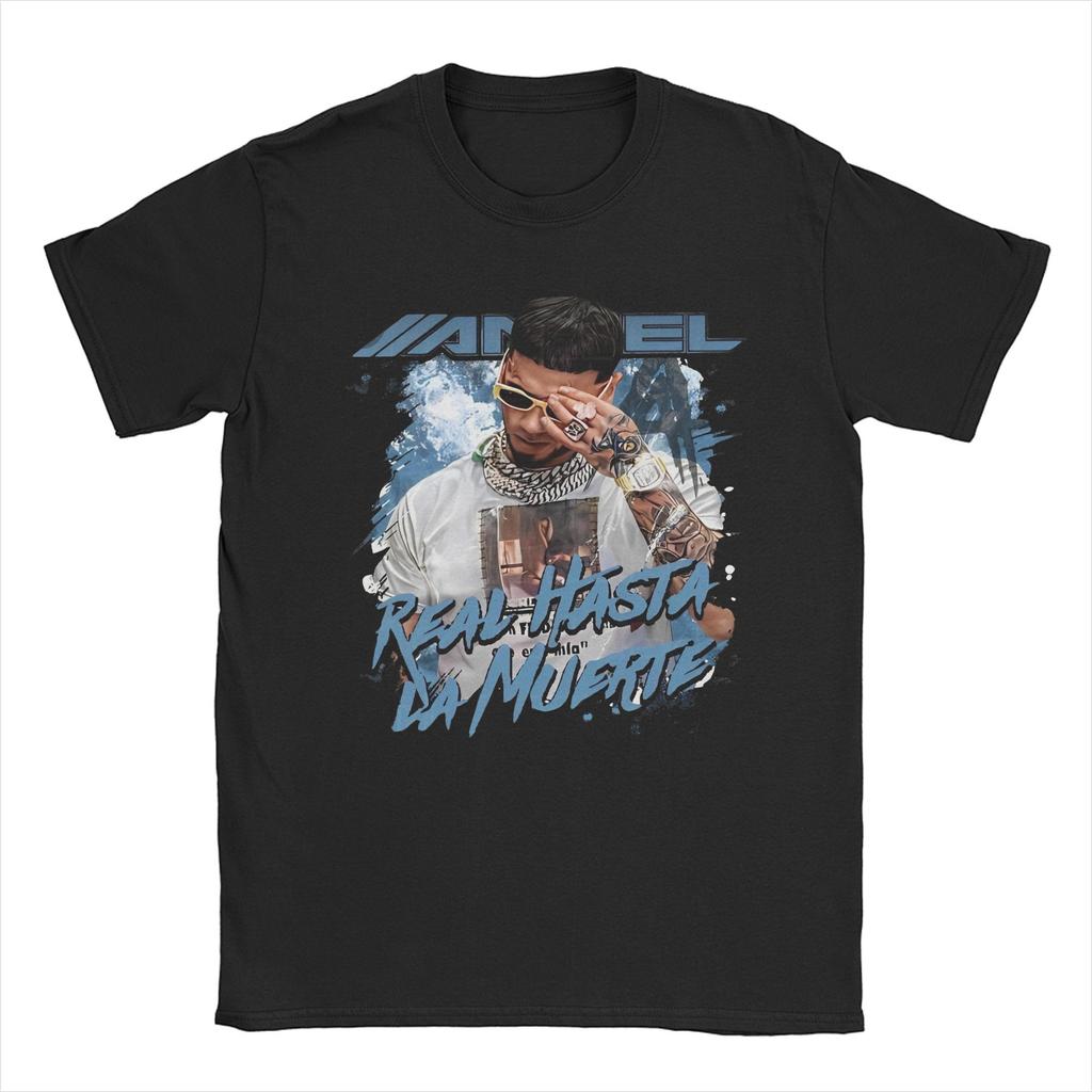 Anuel AA Real Hasta La Muerte T-Shirts Men Rapper Music Novelty 100% Cotton Tee Shirt Round Neck Short Sleeve T Shirt Clothes