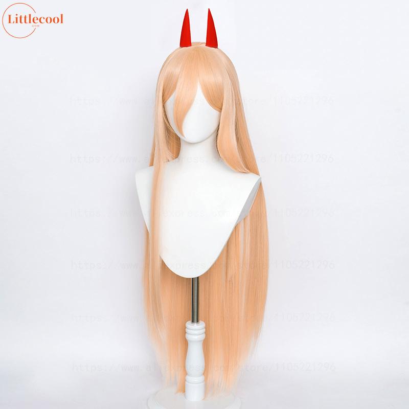Высококачественный парик Макима Power Wigs, 100 см, розово-оранжевый, термостойкий синтетический волос, парик для косплея аниме + сетка для парика