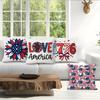 4Pcs Red White Blue Independence Day Print Single-Sided Cushion Cover For Living Room Bedroom Car Home Decor