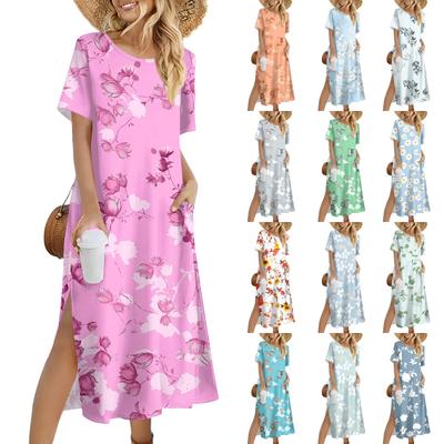 Женское модное летнее платье с цветочным принтом в стиле ретро, повседневное пляжное платье, облегающее платье для отпуска