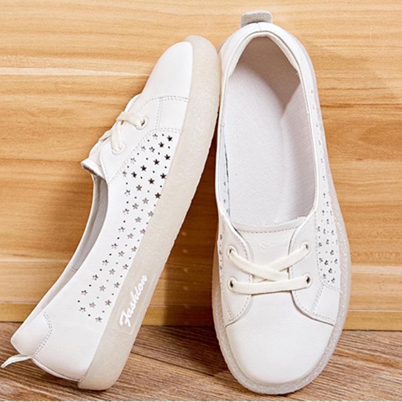 Genuine leather female pregnant women summer models flat-bottomed beef tendon bottom shallow mouth retro Mori large size single shoes female