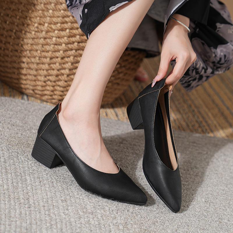 Модные туфли-дополнения, новые универсальные туфли из мягкой кожи с заостренным носком и небольшим каблуком, роскошные универсальные туфли на высоком каблуке для женщин
