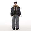 Mens Reversible Faux Fur Lined Hooded Puffer Jacket Winter Warm Thick Cotton Coat Casual Loose Fit