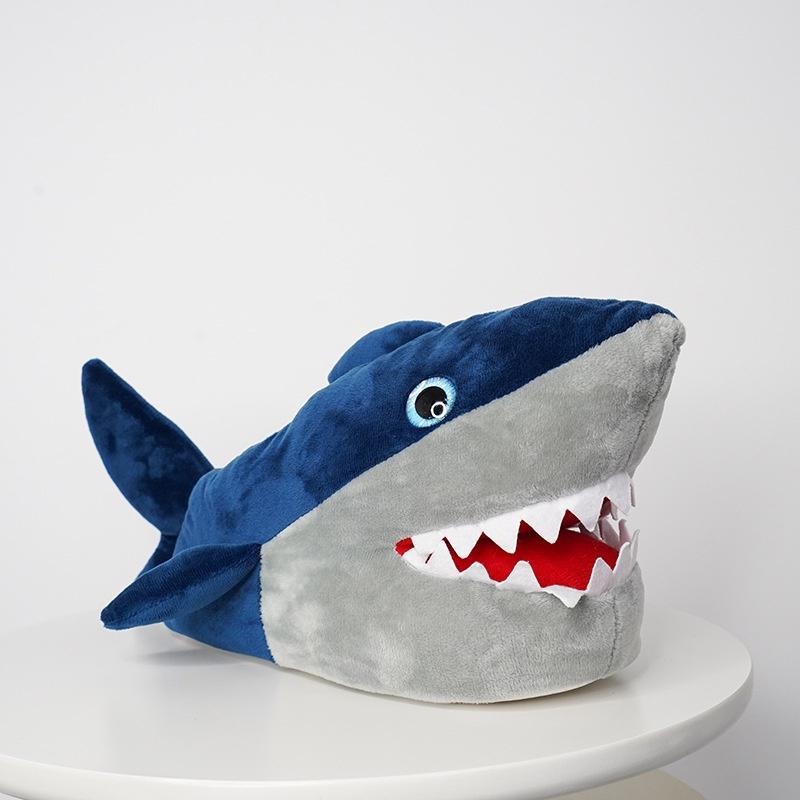 Cozy Shark Slippers Women Men Plush Animal Indoor Winter Warm Floor Shoes 3d
