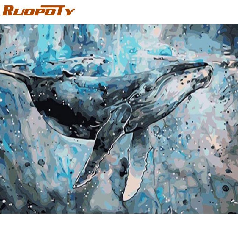 RUOPOTY Frame Animals DIY Painting By Numbers Kit Home Wall Art Picture By Numbers Drawing Canvas Painting For Home Decors
