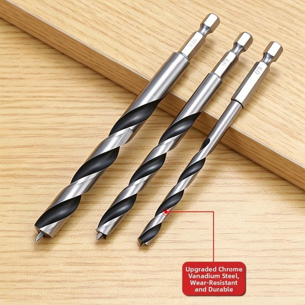 Hex Shank Woodworking Drill Bit Three-Pointed Woodworking Hole Cutter DIY Wood Drilling