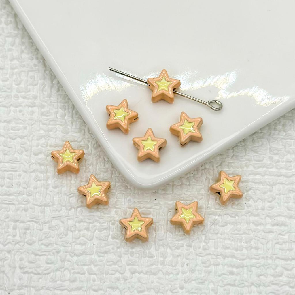 Двухцветные бусины в форме пятиконечной звезды из сплава для самостоятельного изготовления украшений и браслетов.