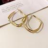 Fashion Design Geometric Double Layer Hoop Earrings for Women Simple Literary Fan Earring Trendy Jewelry Party Gift
