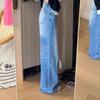 2025 American Style High-Waisted Medium Blue Wide-Leg Jeans - Women's Summer Slimming, Hip-Lifting & Flaw-Hiding.