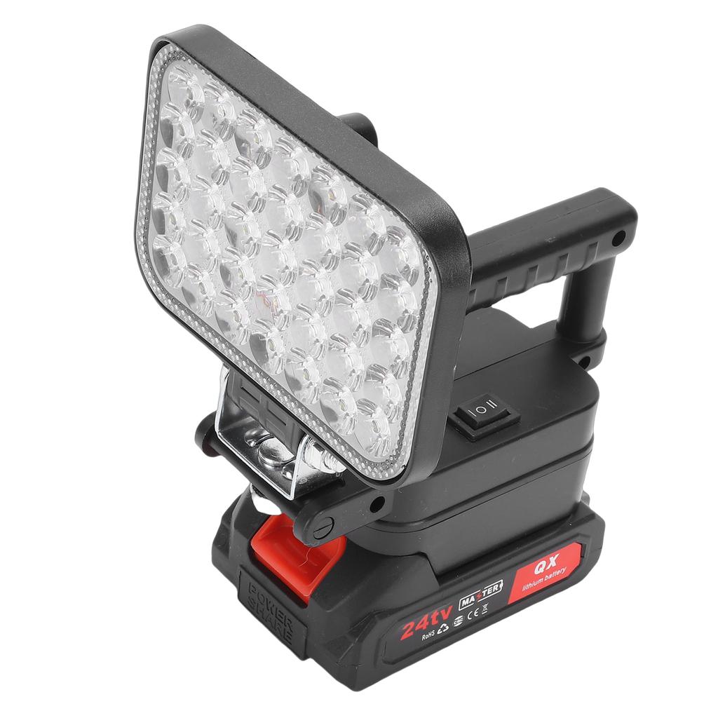 LED Work Light Battery Powered Handheld Flashlight with Dual USB Ports Cordless Lamp for Outdoor Camping Fishing Emergency