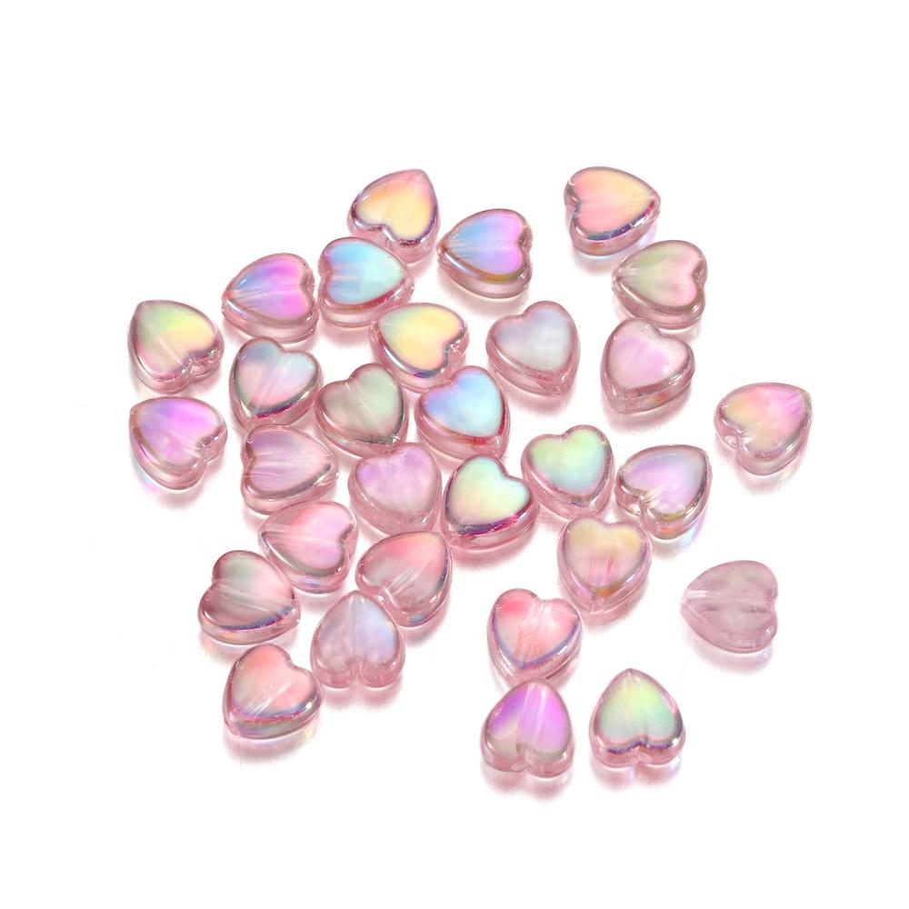 50/100Pcs 9mm AB Color Heart Bead Colorful Acrylic Spacer Loose Beads for DIY Bracelet Necklace Jewelry Making Findings Supplies