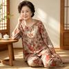 Imitation cotton pajamas in the elderly grandmother lady round neck long sleeve spring and autumn new loungewear suit