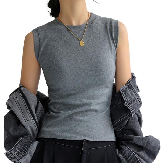 Женская майка без рукавов из хлопка с высоким воротом, укороченный топ в рубчик, облегающий крой