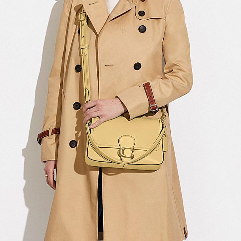 Coach Tabby 26 Solid Color Leather Color Block Top Handle Flap Bag Women Handbags Cream-Yellow C9804-B4VN