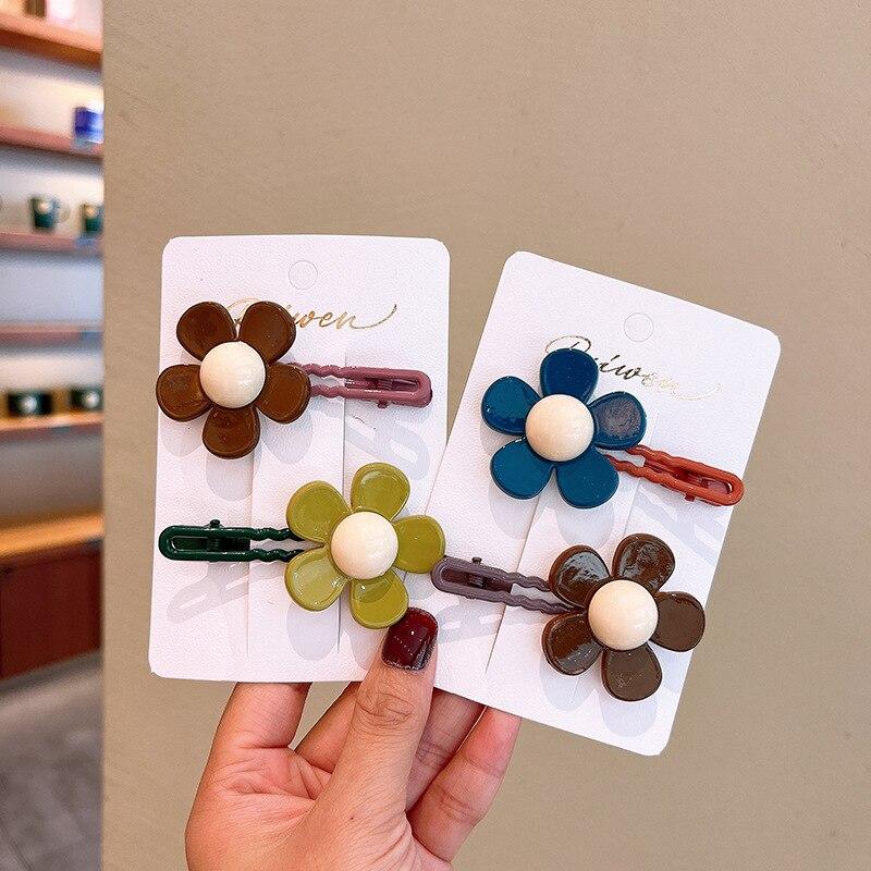 New Korean Kids Sweet Candy Color Hair Clips Kawaii Flower Hair Pin for Baby Girls Barrettes Headwear Children Hair Accessories