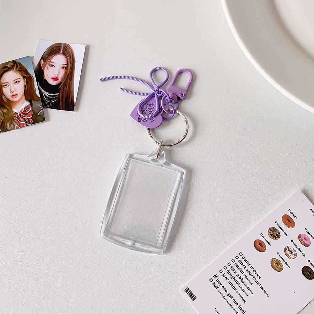 Peach Heart Pendant Mini Photocard Holder Idol Card Display Protector School Stationery