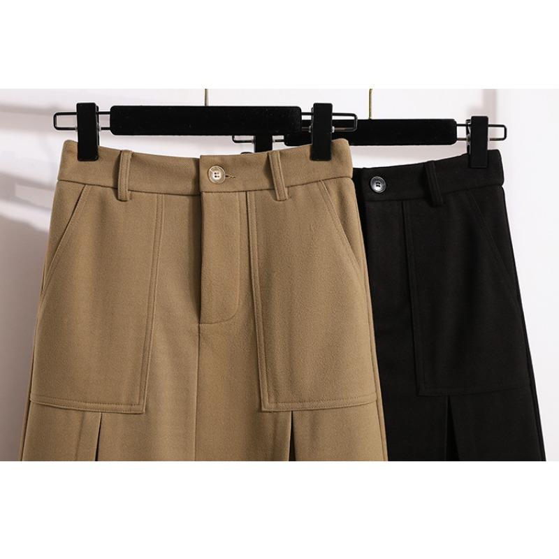 Dimanaf 2024 New Autumn Winter Plus Size Long Women Skirts Solid A-Line Oversize Lady Elegant High Waist Pleated Skirts