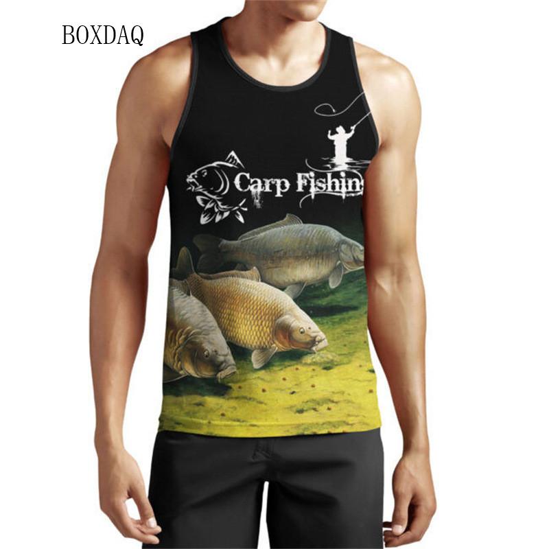 Summer Tanks Sleeveless Fishing Fashion Tops 3d Fish Printed Street Style Man Vest 6xl Plus Size Loose Casual Sports Tanks