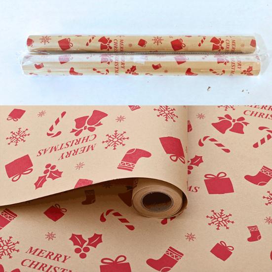Рождественская оберточная бумага 16 футов/33 фута Олень Санта Клаус Обертка для подарков Рождественский колокольчик Рулон оберточной бумаги для праздничных подарков Угощения для вечеринок