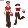 Red Fashion Clothes Set For Barbie Doll Outfits Crop Top Shirt Pants Hat Purse Bag 1/6 Dollhouse Accessories Kids Toys Gift