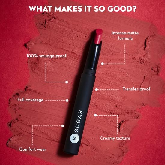 SUGAR Cosmetics Matte Attack Lipstick for Women | Transferproof & Smudgeproof | Lasts Upto 12hrs | Enriched With Jojoba Oil | 2gm - Bold Play