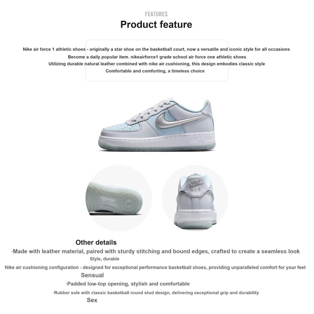 Nike Air Force 1 Low GS Pure Platinum Glacier Blue Kids Sneakers Metallic-Silver HQ3249-043