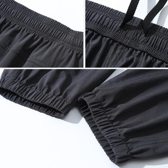 Men Pants Elastic Waist Quick-drying Loose Solid Color Pockets Stretchy Daily Wear Casual