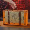 NEW Design Vintage Suitcase Wooden Storage Box W/Handle European Style Treasure Jewelry Chest Storage Case for Home Travel