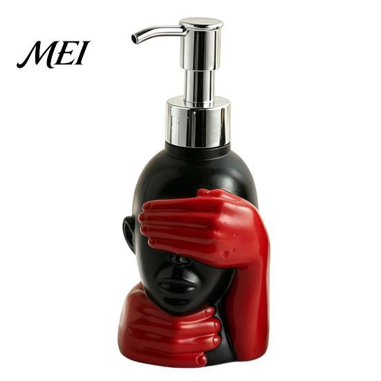 Black And Red Soap Bottle 200ml Dispensing Bottle, Smooth Foaming Artistic Design Large Capacity Dispenser for Bathroom Decor Hand