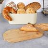 Cream bread box with bamboo board 33x18.5x12 cm
