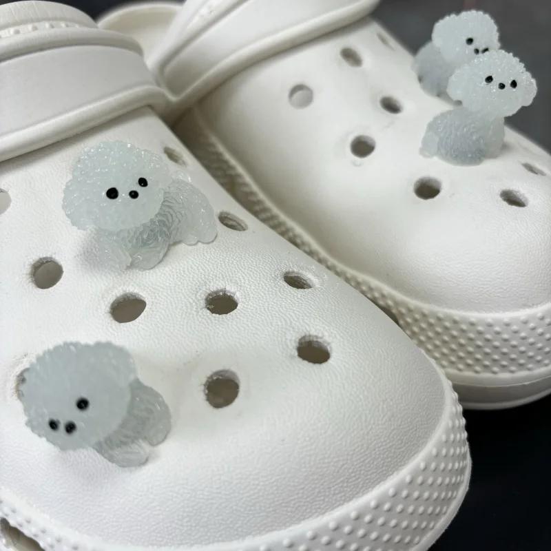 4Pcs/Set Luminescence 3D Cute Puppy Shoe Charms DIY Decoration for Clogs And Sandals Perfect Holiday Xmas Gifts Shoe Accessories