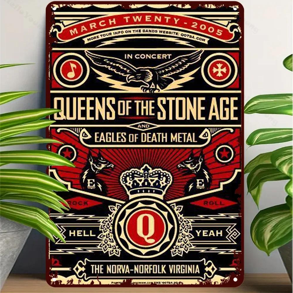 Алюминиевый металлический настенный арт 1 шт. Ретро концертный плакат. Водонепроницаемый декор для дома с Queens of Stone Age и Eagles of Death Metal.