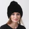 Natural Mink Fur Hats for Women Knitted Warm Thick Winter Hat