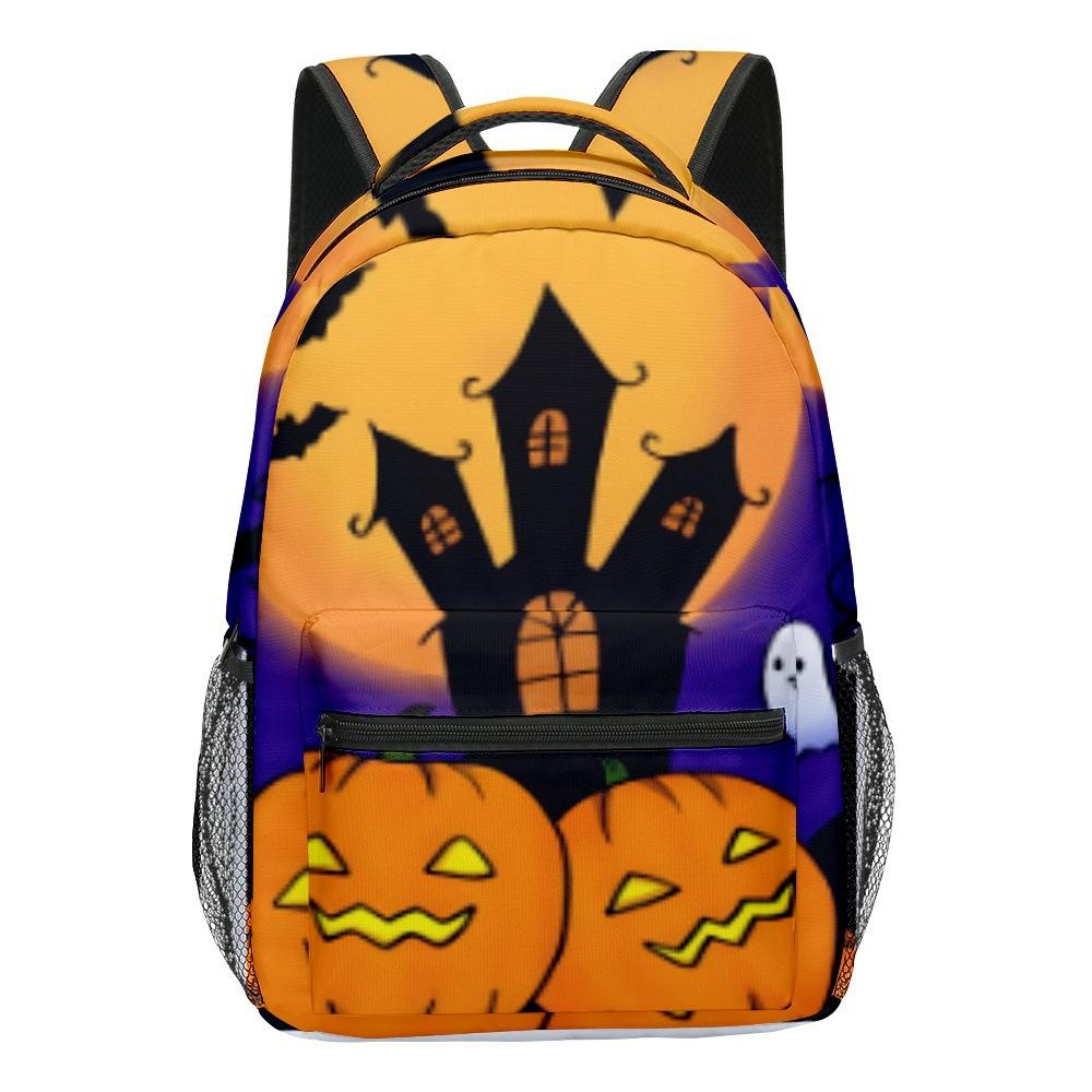 Cartoon Kpop Youthful School Bags Unisex Halloween Pumpkin Travel Bags 3D Print Oxford Waterproof Notebook Shoulder Backpacks