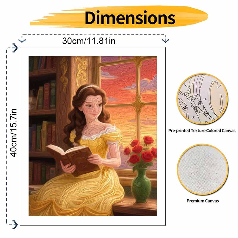 Disney Белль Читает Книгу Красавица и Чудовище Картина по Номерам Живопись Арт-Набор Домашний Декор Подарок