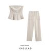 Kaslead Новое поступление Женская одежда Модный стиль Контрастный цвет Декорация шнурками Топы Повседневные брюки 3473998 3411998
