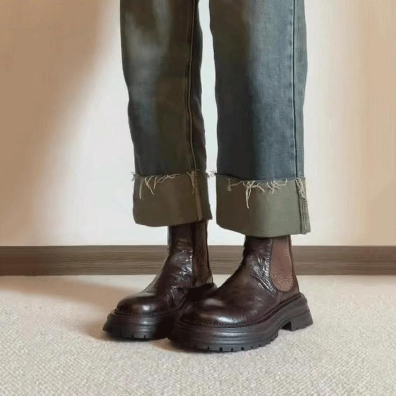 Новая осенне-зимняя коллекция женских ботильонов в западном стиле с круглым носком, больших размеров, на толстом каблуке, в стиле французского ретро.