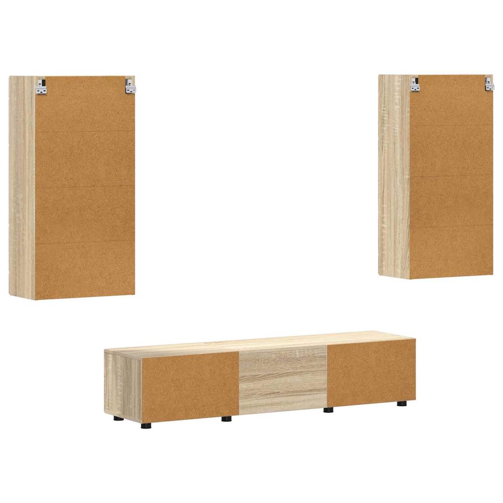 TV Cabinet Set with Shelf FLORIN 3 pcs Sonoma Oak Particleboard