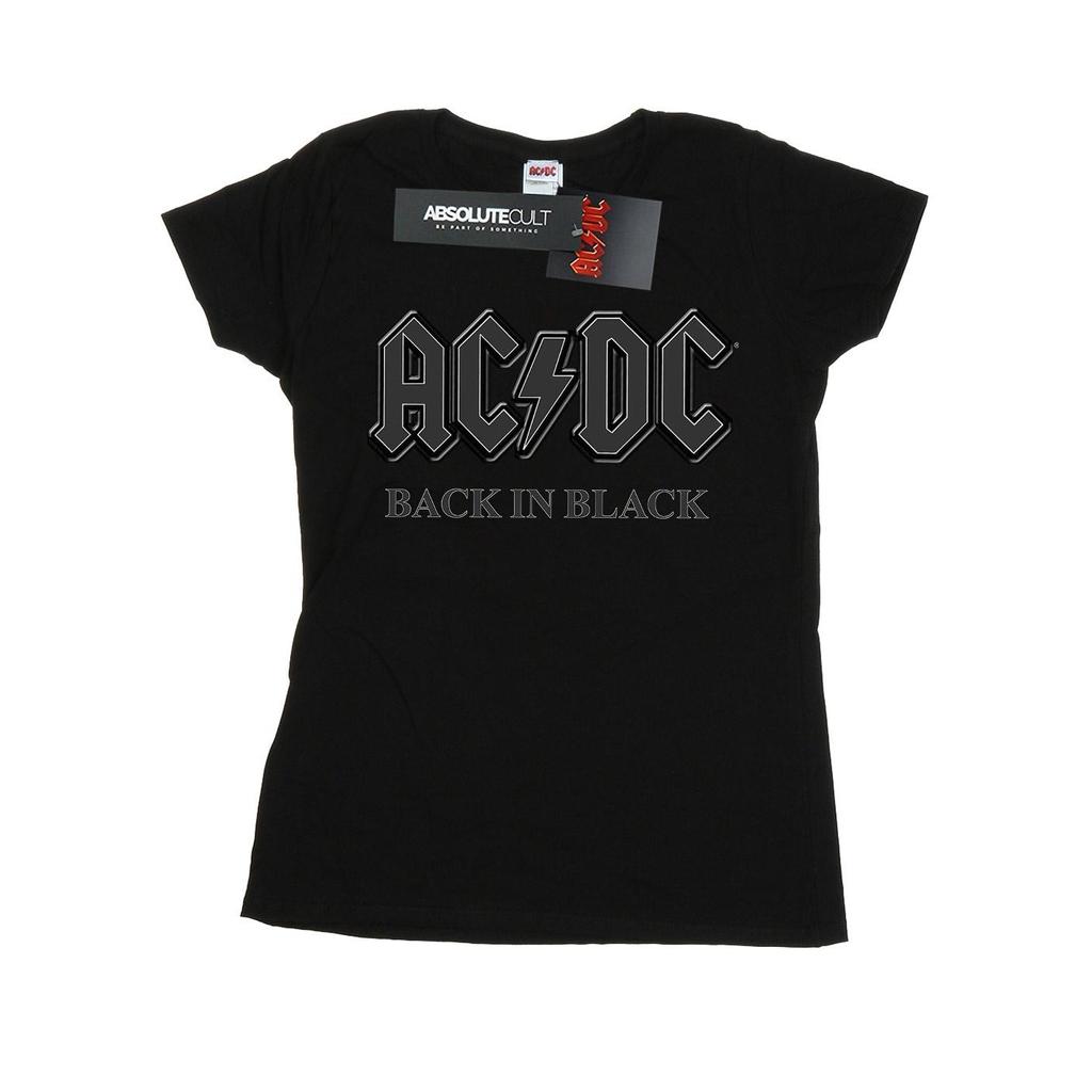 AC/DC Womens/Ladies Back In Black Boyfriend Fit Cotton T-Shirt