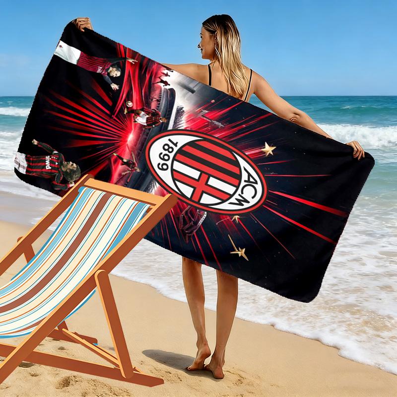 AC Milan Print Beach Towel, Large Soft Quick Dry Towel for Beach Camping Swimming