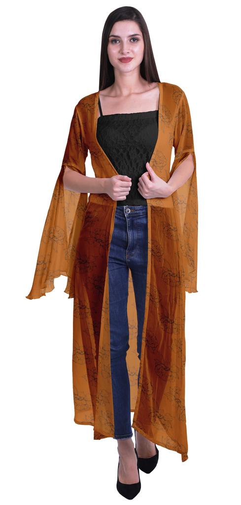 Moomaya Пляжная накидка с открытым передом из принтованного жоржета и разрезами на рукавах