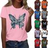 Женская свободная удобная повседневная модная футболка с принтом бабочек, круглым вырезом и короткими рукавами
